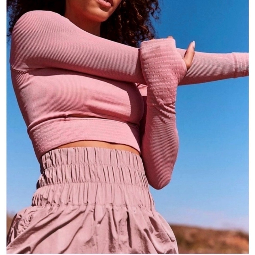FP Movement by Free People Cut It Out Compression Crop Top Women XL Pink